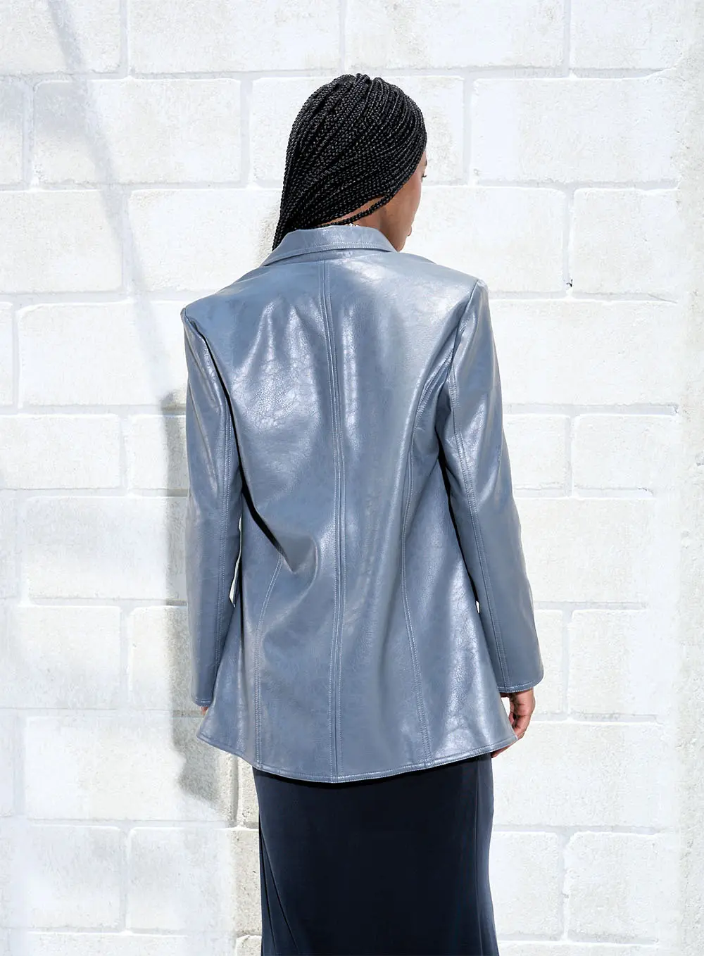Blazer Basic Comfort Em Pu Cinza 2