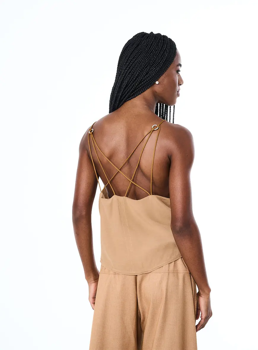 Blusa Alças Cruzadas Marrom 3