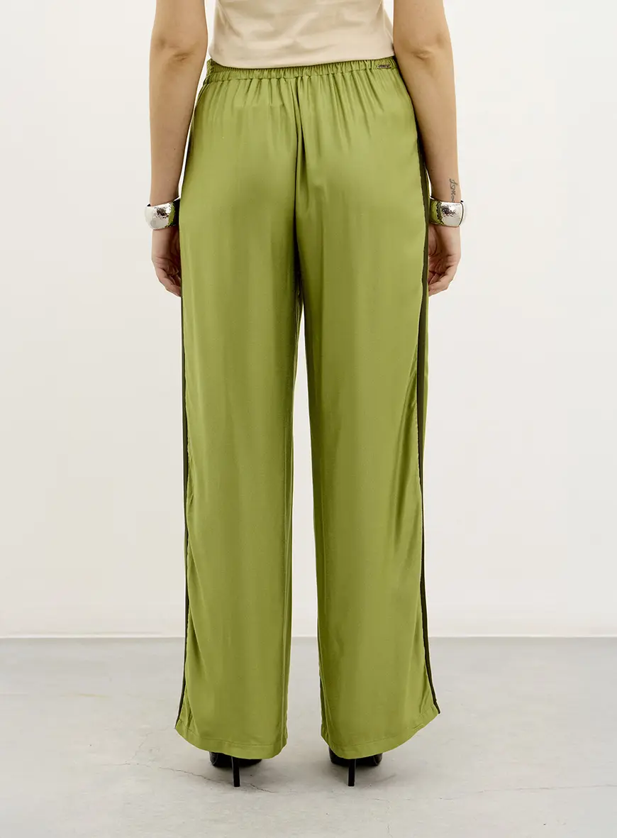 Calça Feminina Reta Cós Com Elástico Verde 2