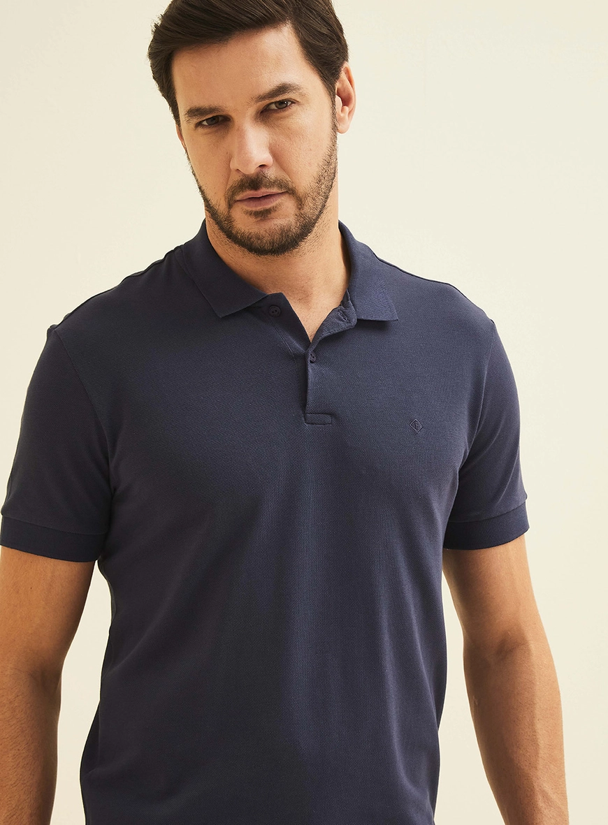 Polo Muscle Fashion Com Aplicação Azul