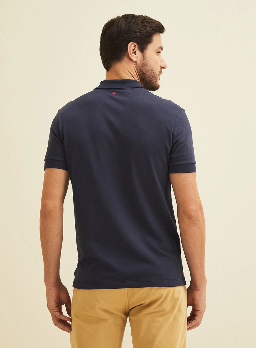Polo Muscle Fashion Com Aplicação Azul