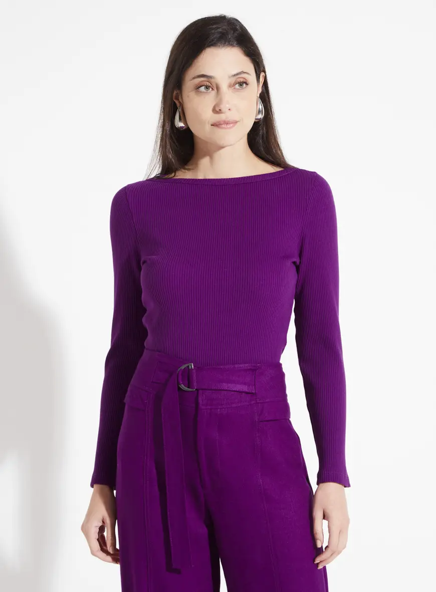 Blusa Canelada Roxo Beet