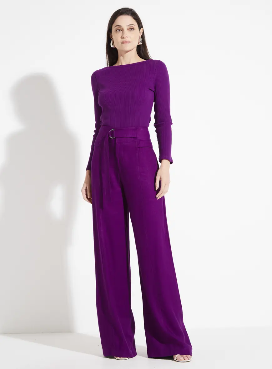 Blusa Canelada Roxo Beet