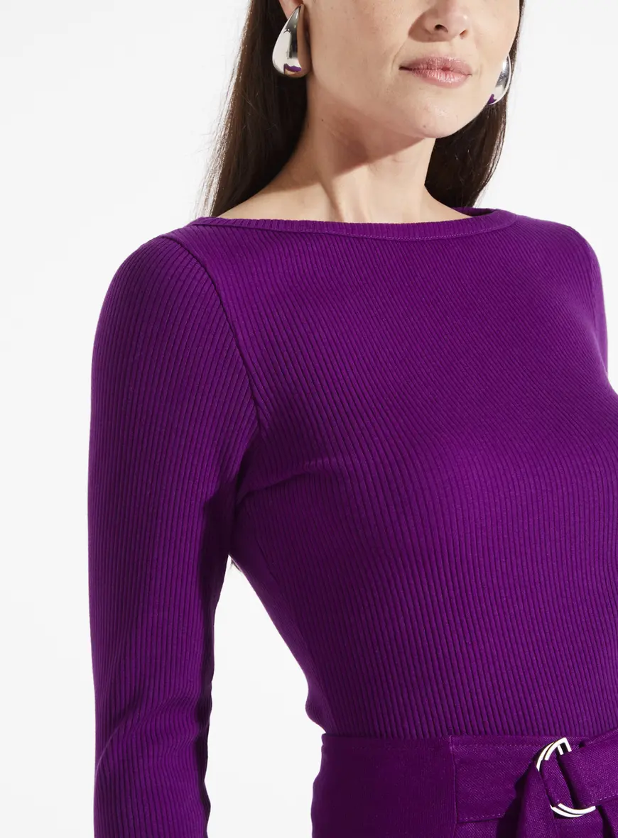 Blusa Canelada Roxo Beet