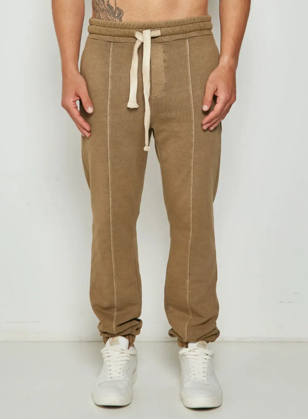 Calça Moletom Slim Bege Cinzas