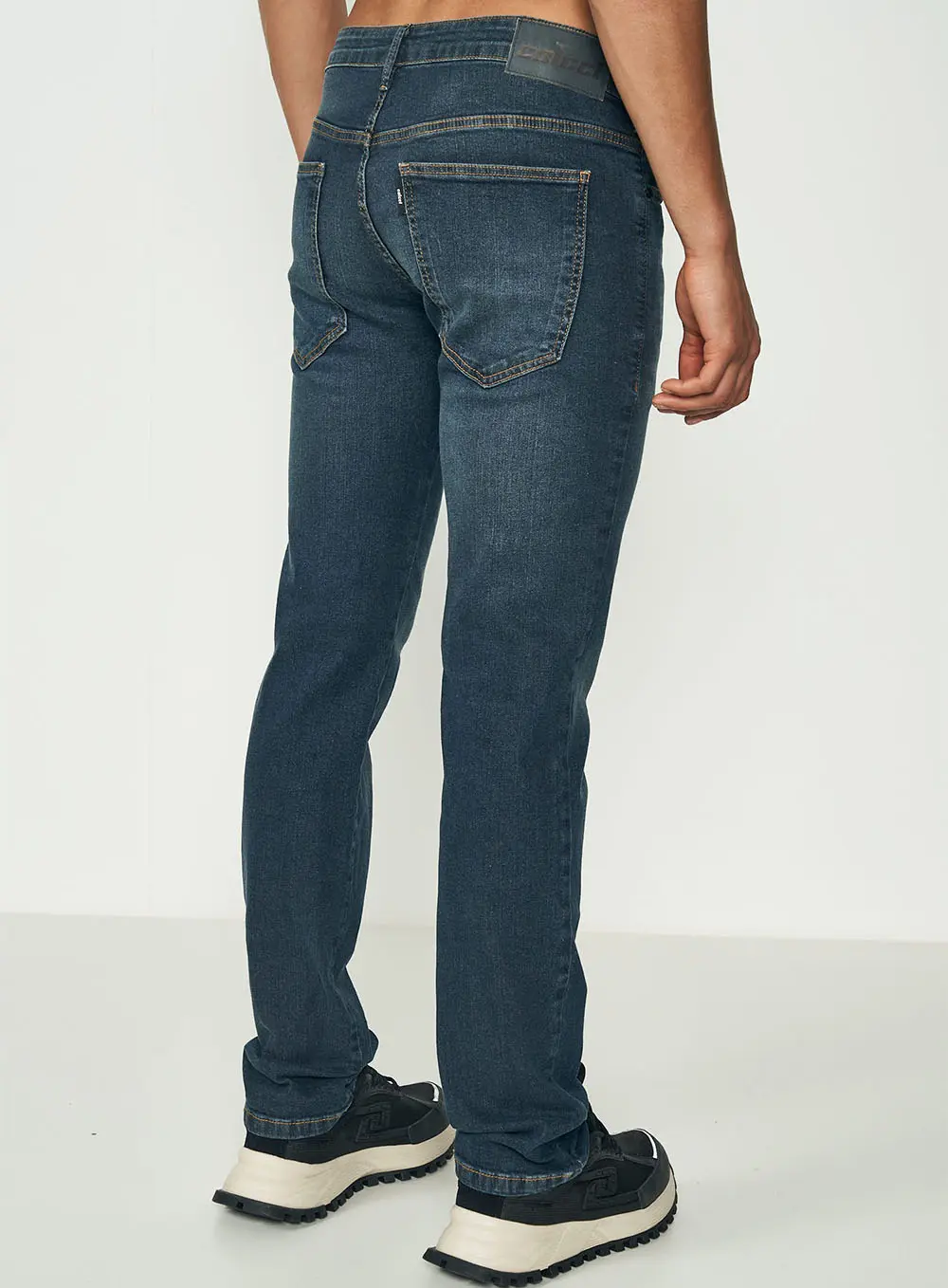 Calça Jeans Masculina Slim Azul Escuro Estonado Índigo