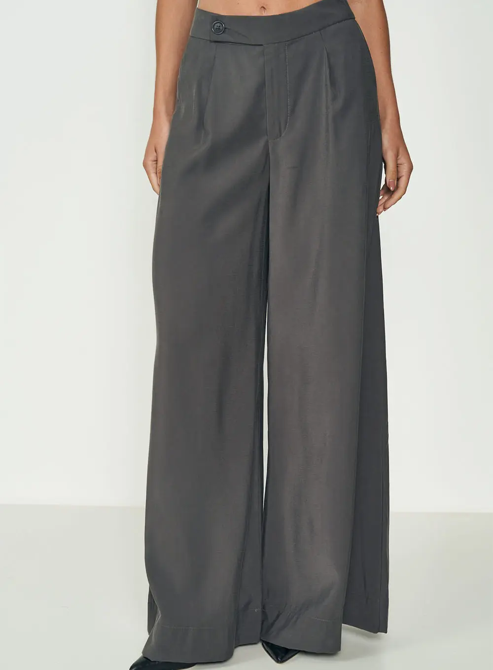Calça Wide Leg Cinza