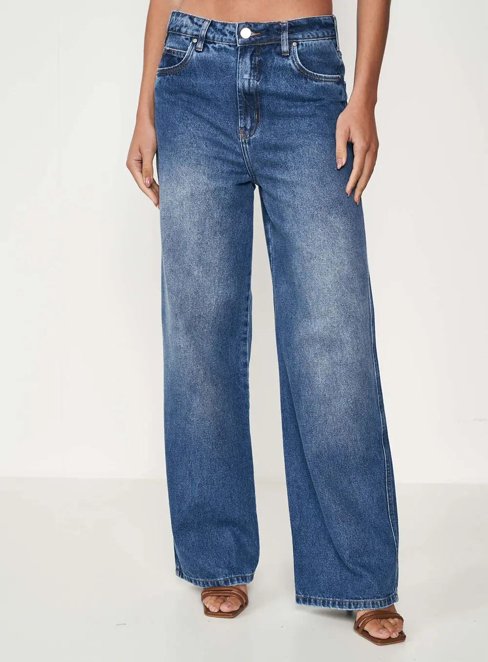 Calça Feminina Jeans Ampla - Bruna Índigo