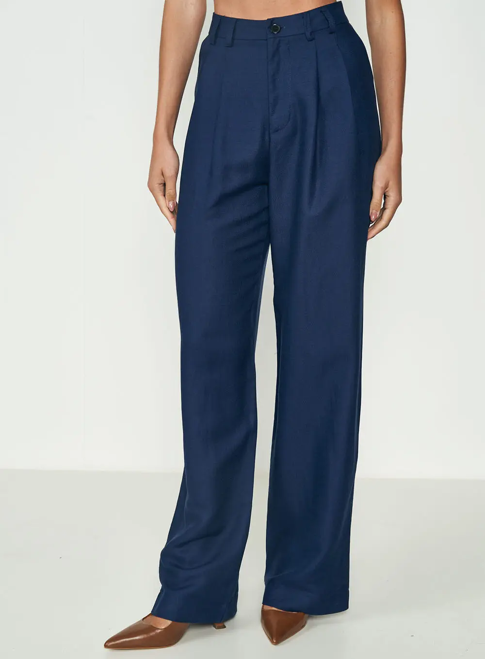 Calça Alfaiataria Wide Leg Azul Darkness