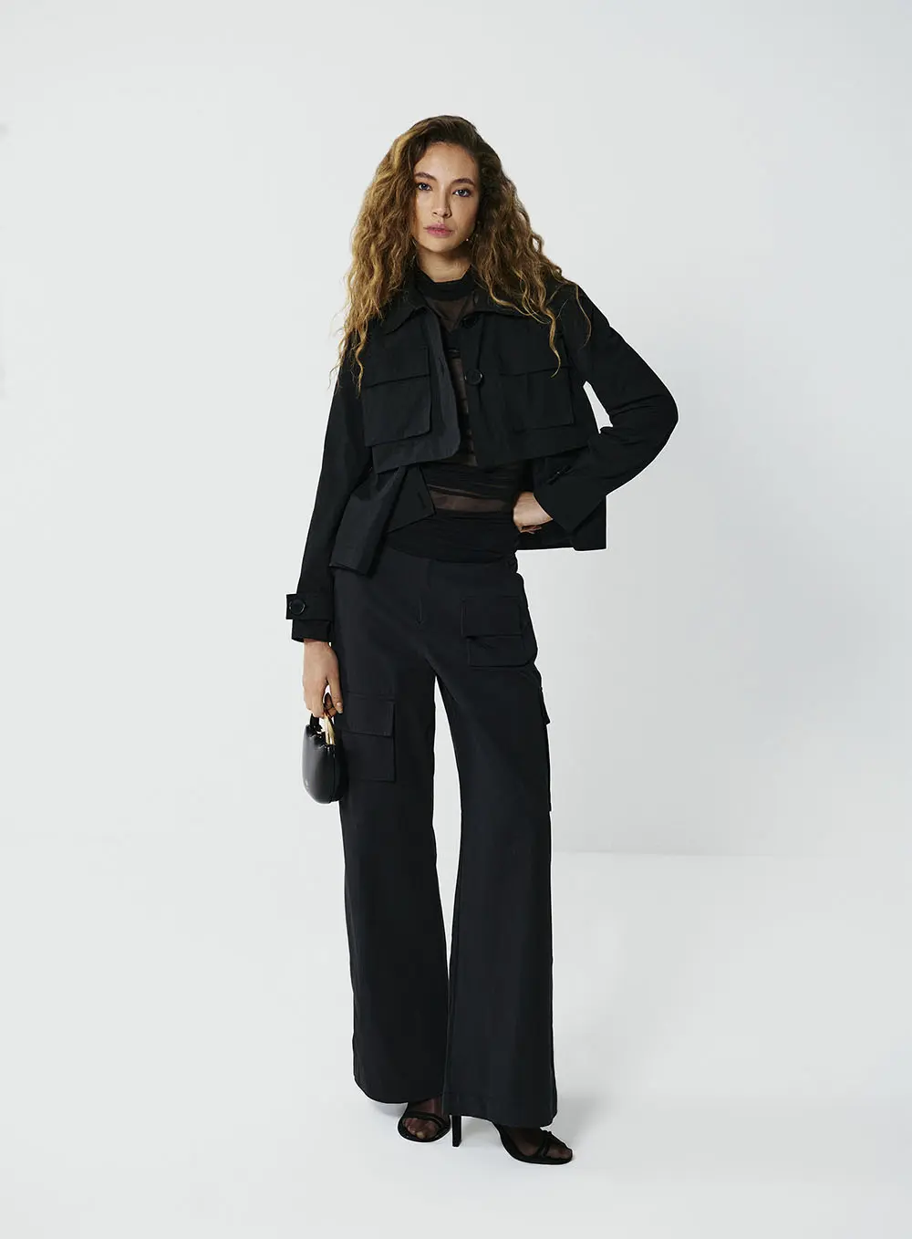 Calça Cargo Wide Leg Preto
