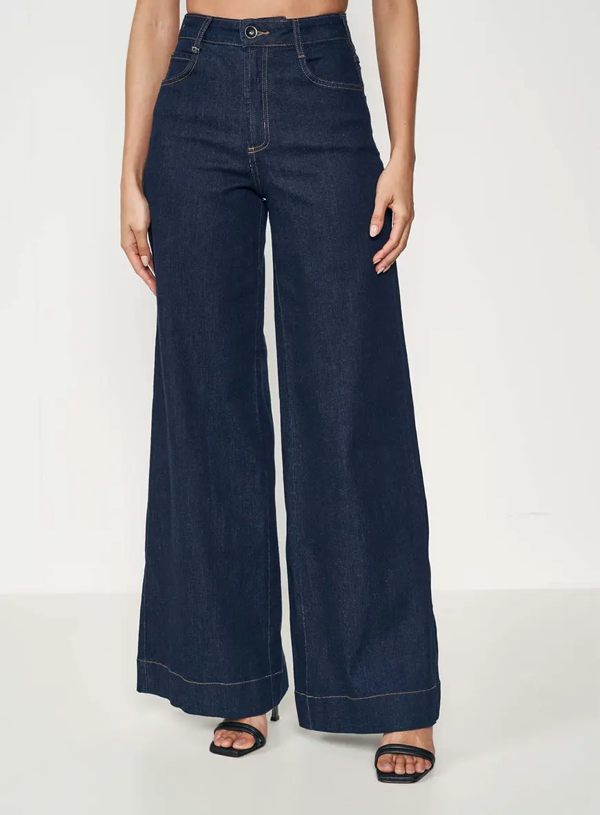 Calça Feminina Jeans Ampla - Silvia