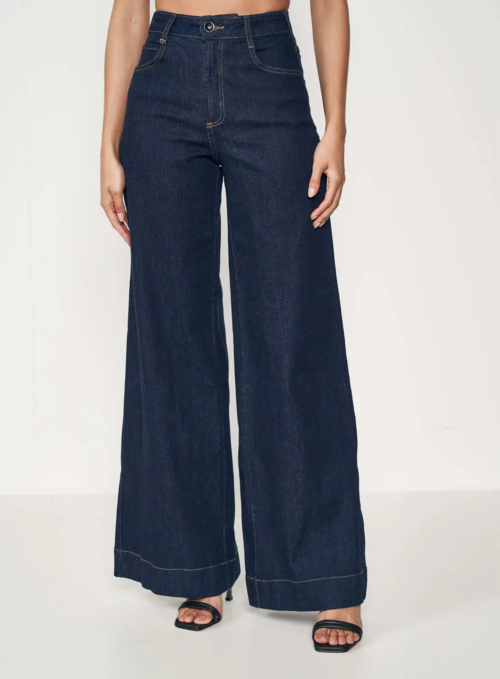 Calça Feminina Jeans Ampla - Silvia Índigo
