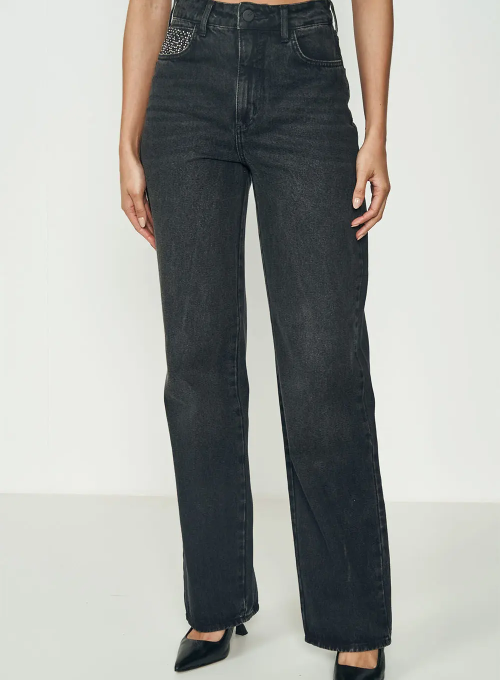 Calça Jeans Juliette Com Aplicação Indigo Preto