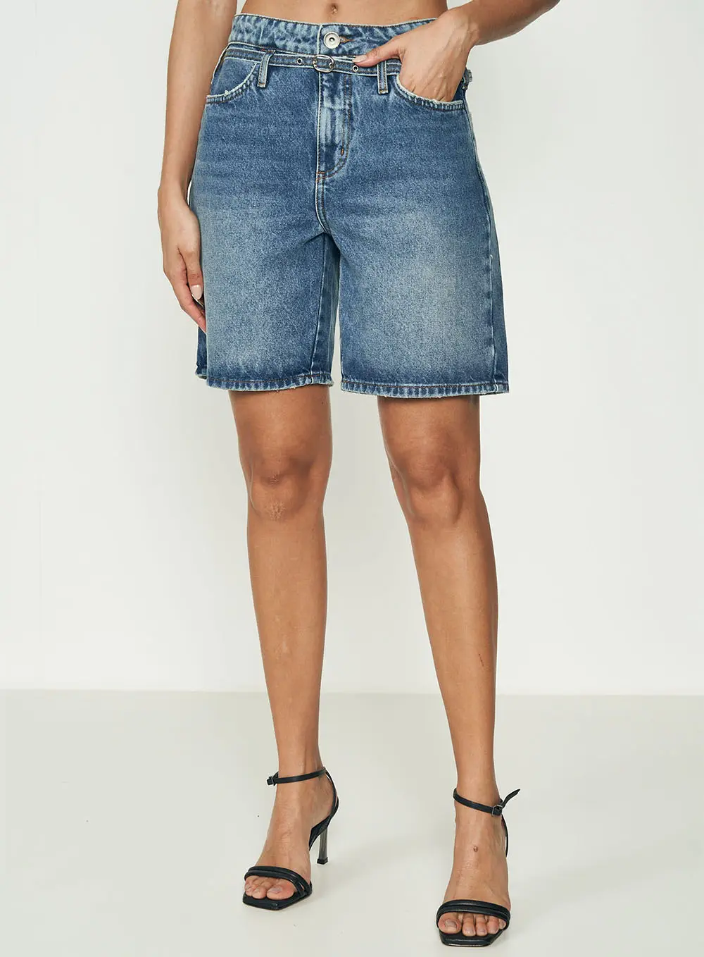 Bermuda Jeans Jade Com Cinto Índigo