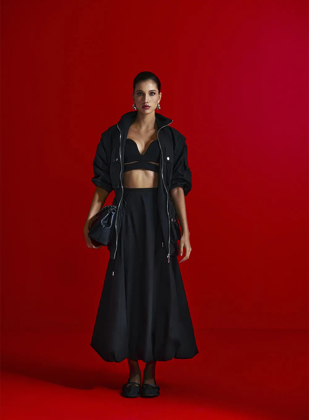 Saia Midi Balonê Preto
