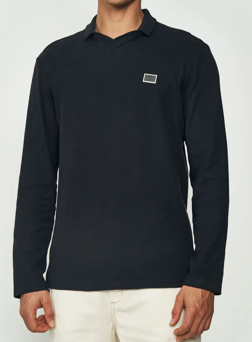 Polo Masculina Manga Longa Com Logo