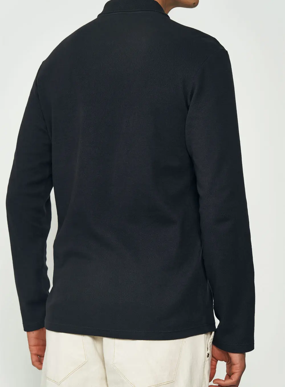 Polo Masculina Manga Longa Com Logo Preto