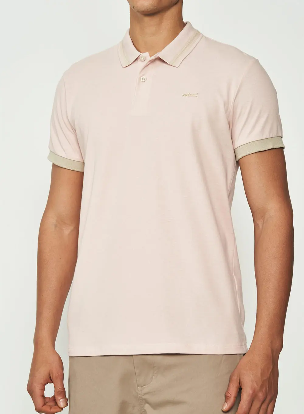 Polo Detalhe Gola E Punho Rosa Flutter