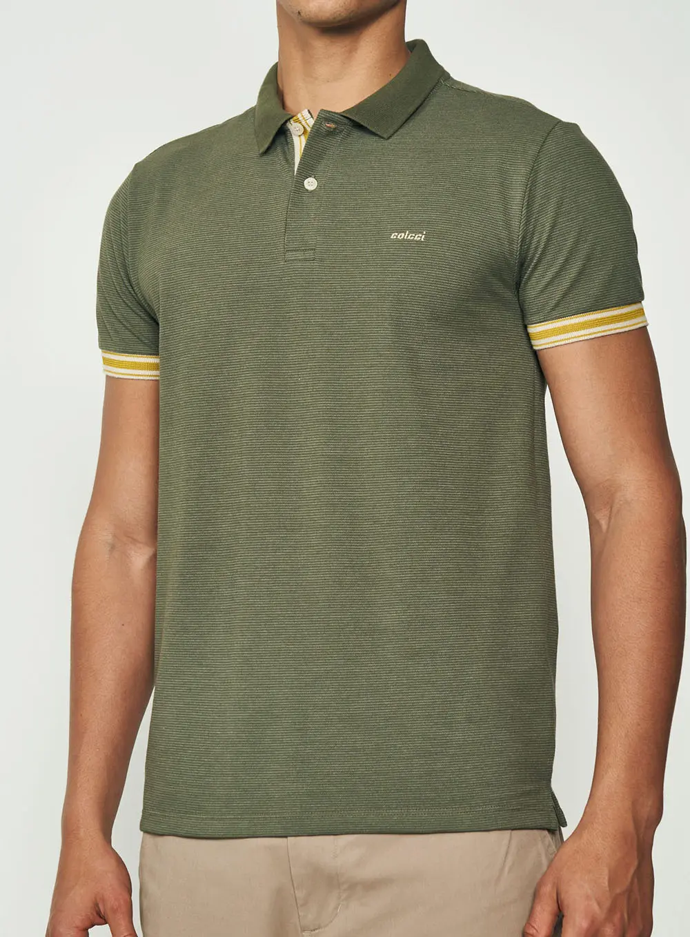 Polo Listrada Detalhe Manga Verde Demetri