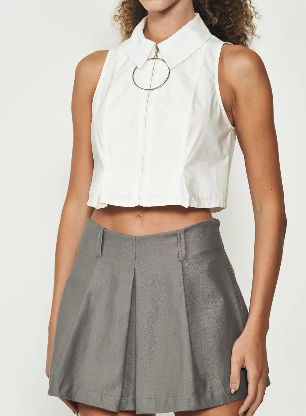 Camisa Cropped Com Puxador Off Shell