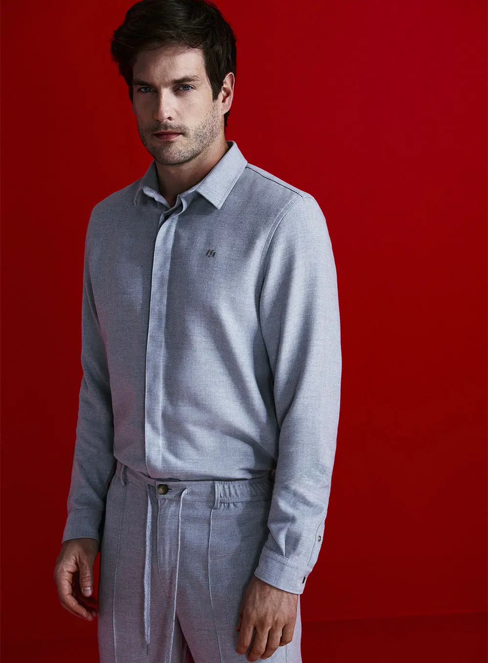Camisa Relax Manga Longa Cinza