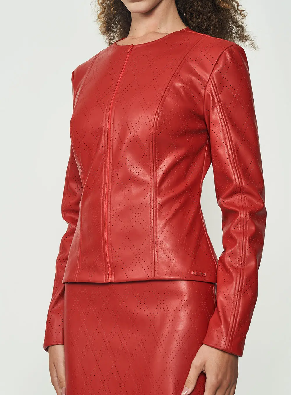 Jaqueta Perforated Leather Vermelho