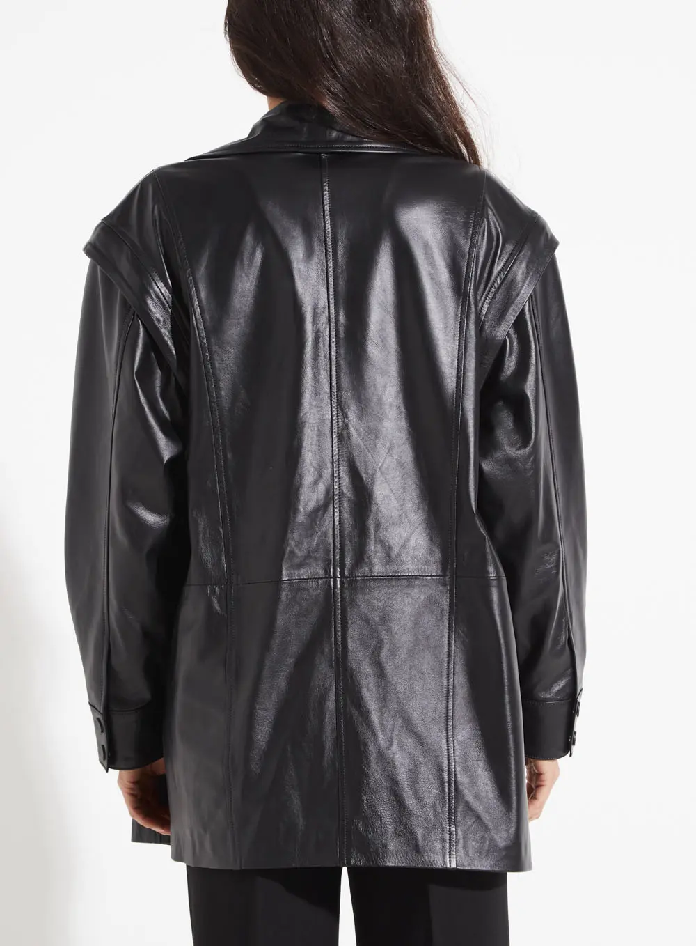 Jaqueta Leather Long Preto
