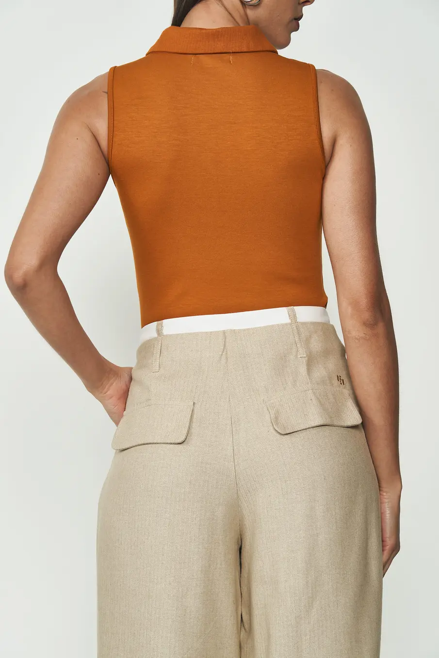 Blusa Feminina Ajustada Gola Polo Com Zíper Amarelo Pumpkin
