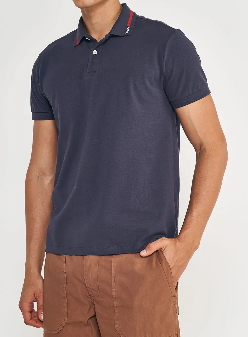 Polo Casual Detalhe Gola Azul