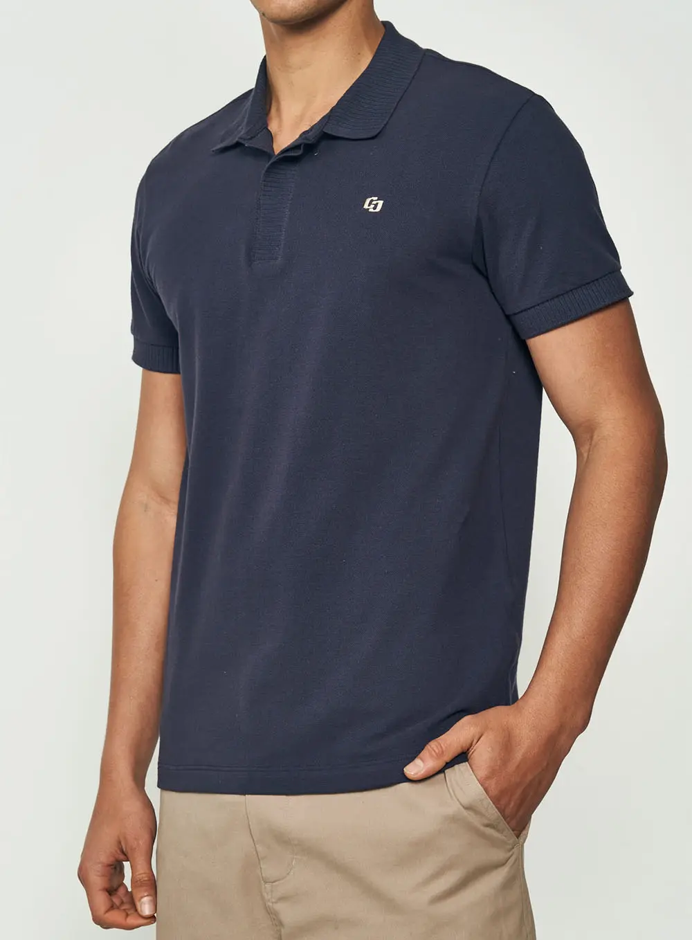 Polo Texturizada Confort Azul