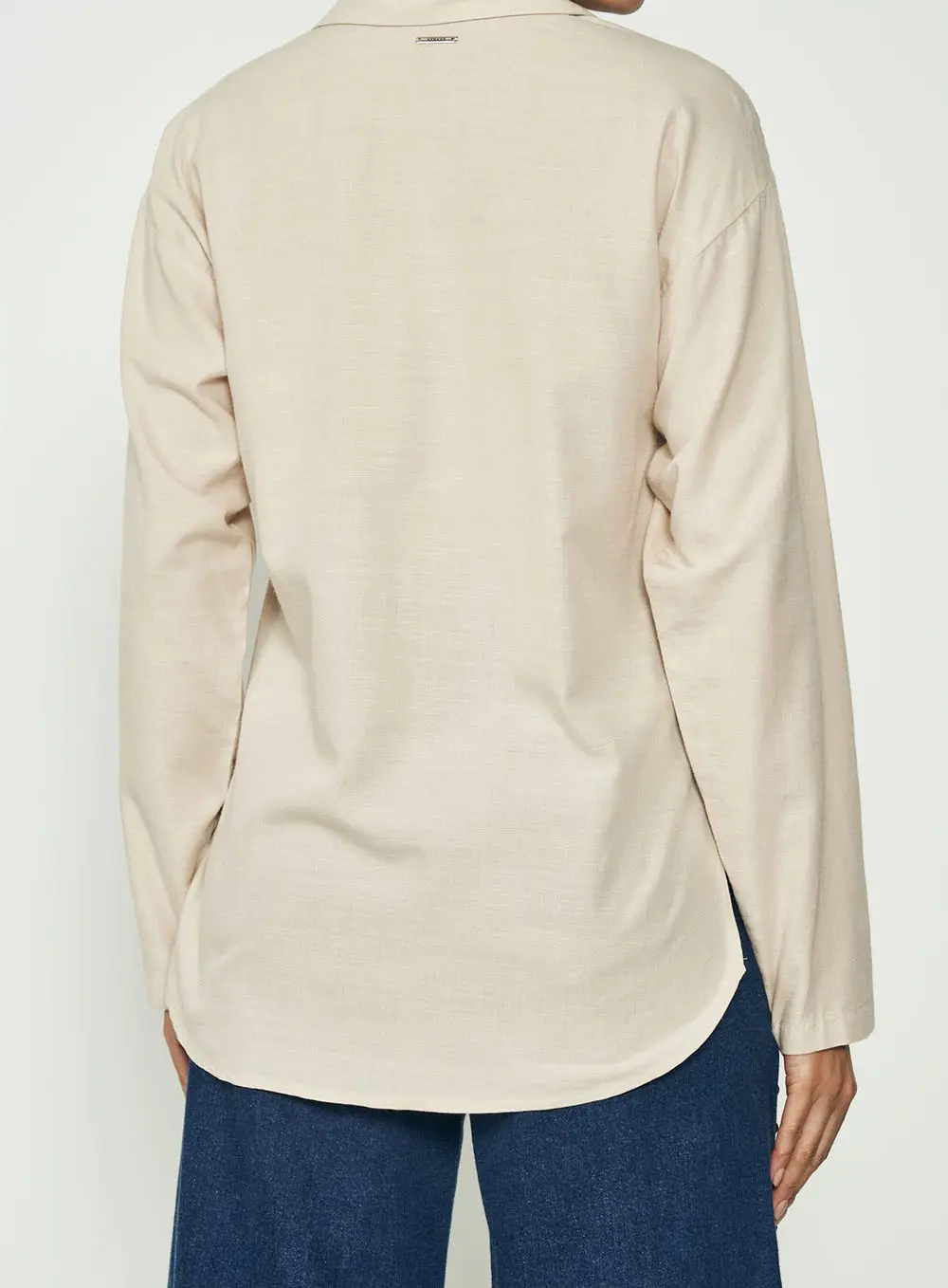 Camisa Alfaiataria Manga Longa Bege