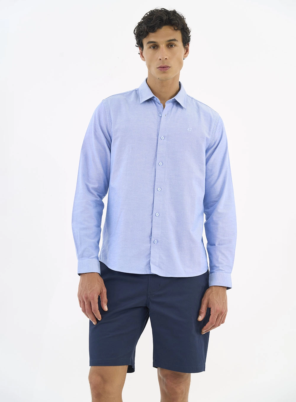 Camisa Masculina Texturizada - Relax Azul Empire Blue