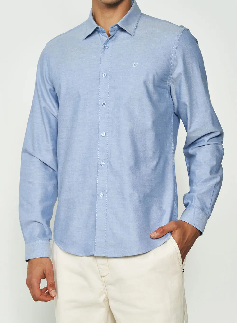 Camisa Masculina Texturizada - Relax Azul Empire Blue