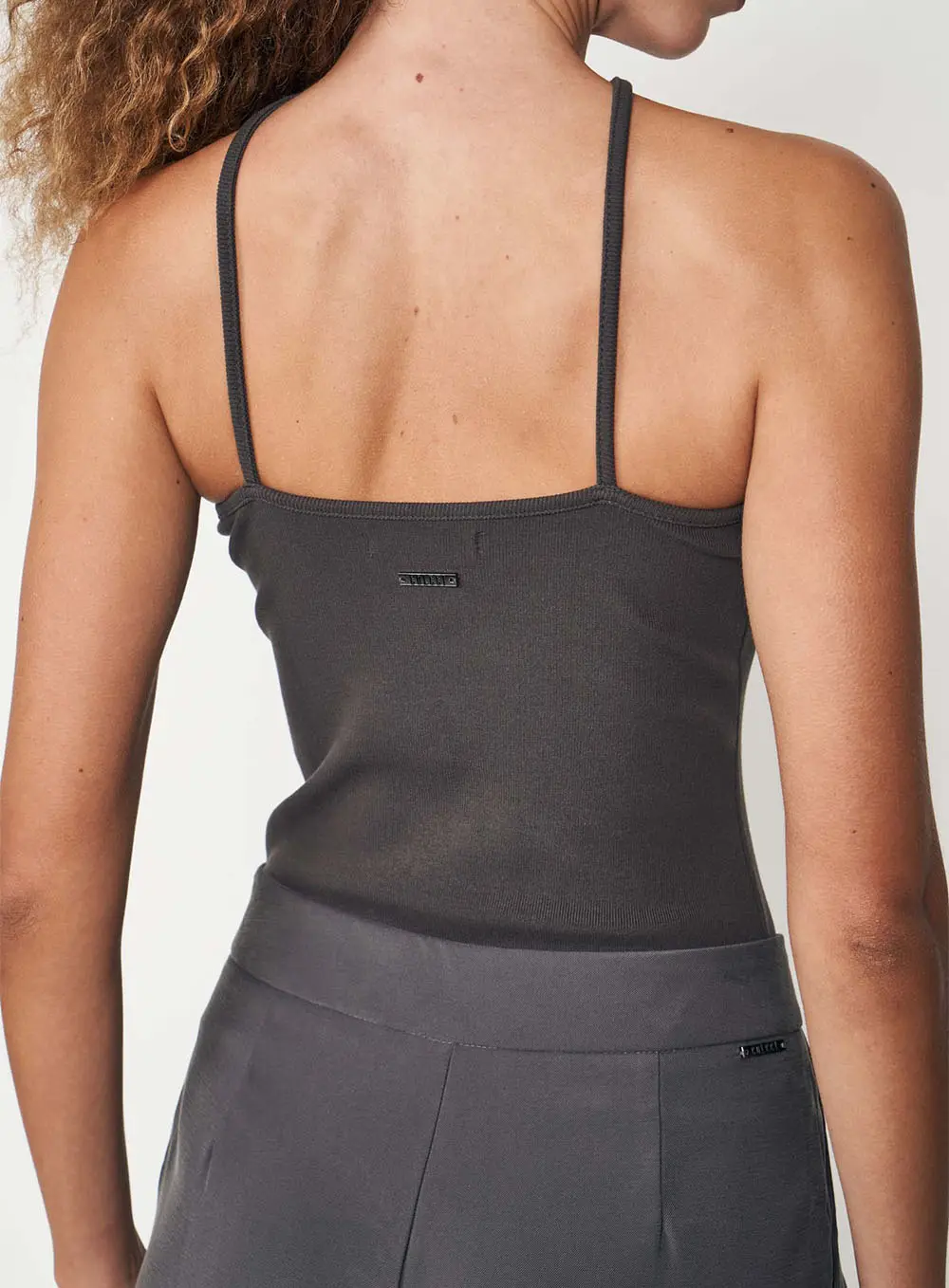 Blusa Feminina Canelada Halter Cinza
