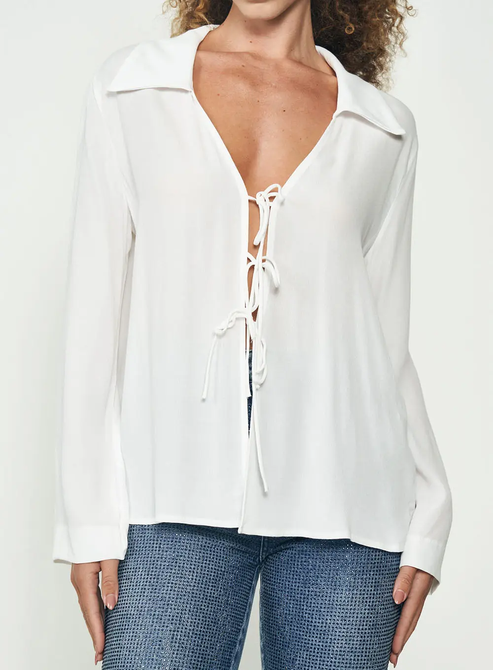 Blusa Amarração Manga Longa Off Shell