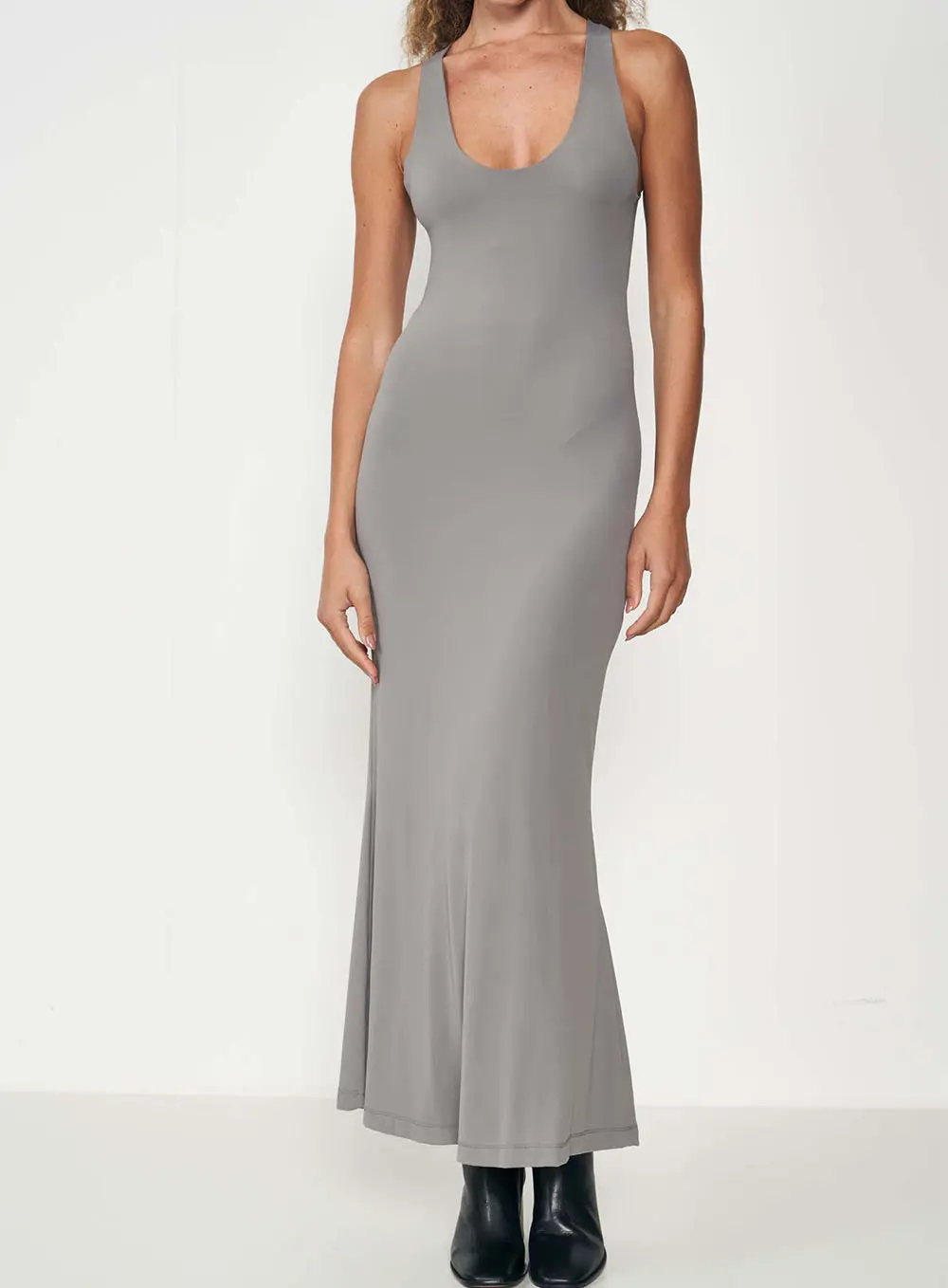 Vestido Longo Slim Confort Cinza