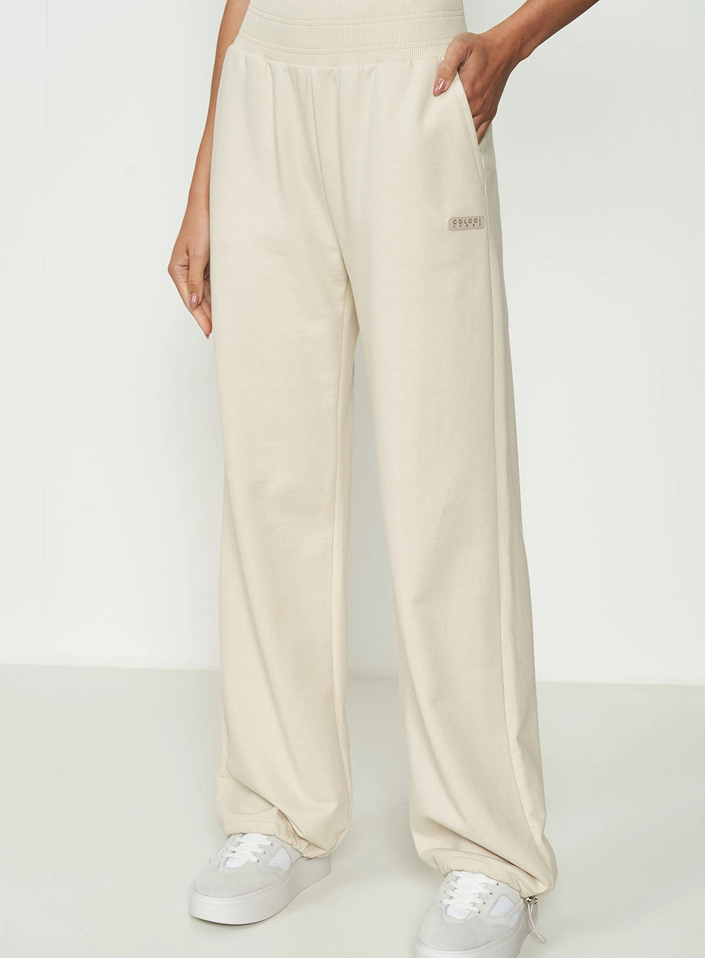 Calça Moletom Wide-leg Cream Bege