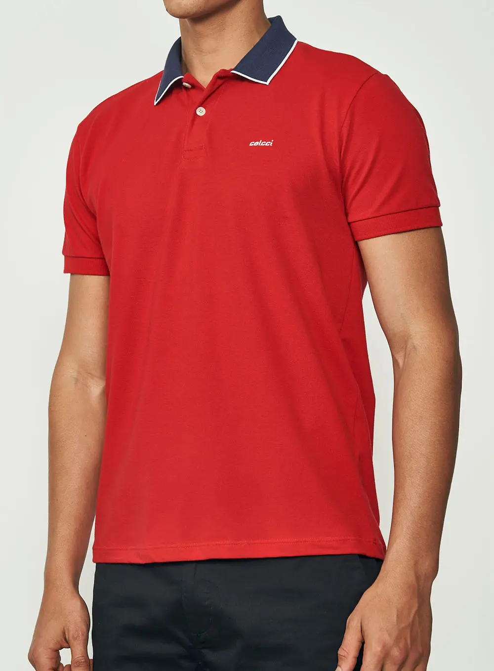 Polo Gola Detalhe Listra Vermelho