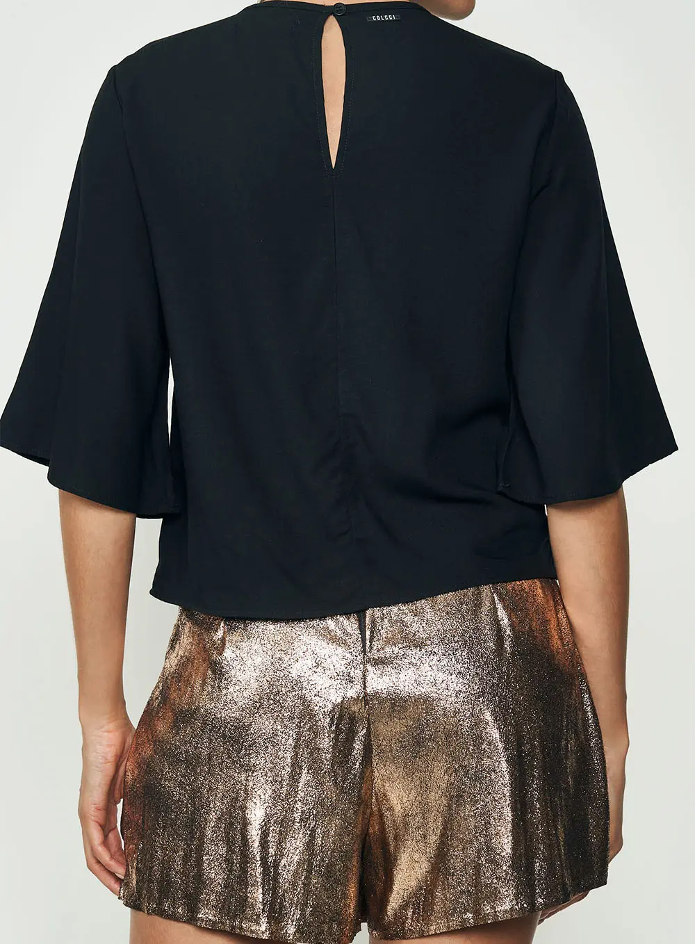Camiseta Com Mangas Soltas Preto