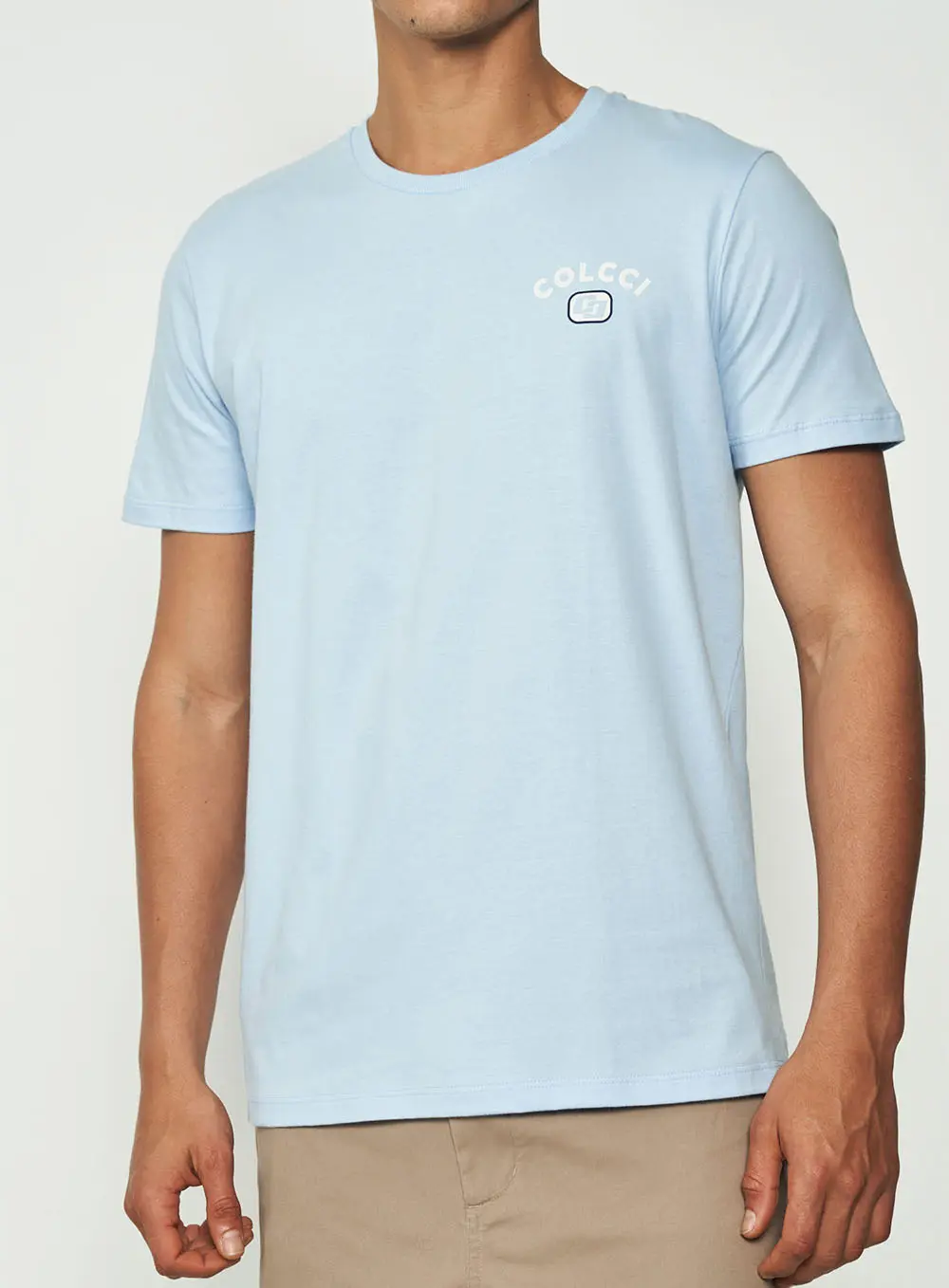 Camiseta Detalhe Listra Costas Azul Cashmere