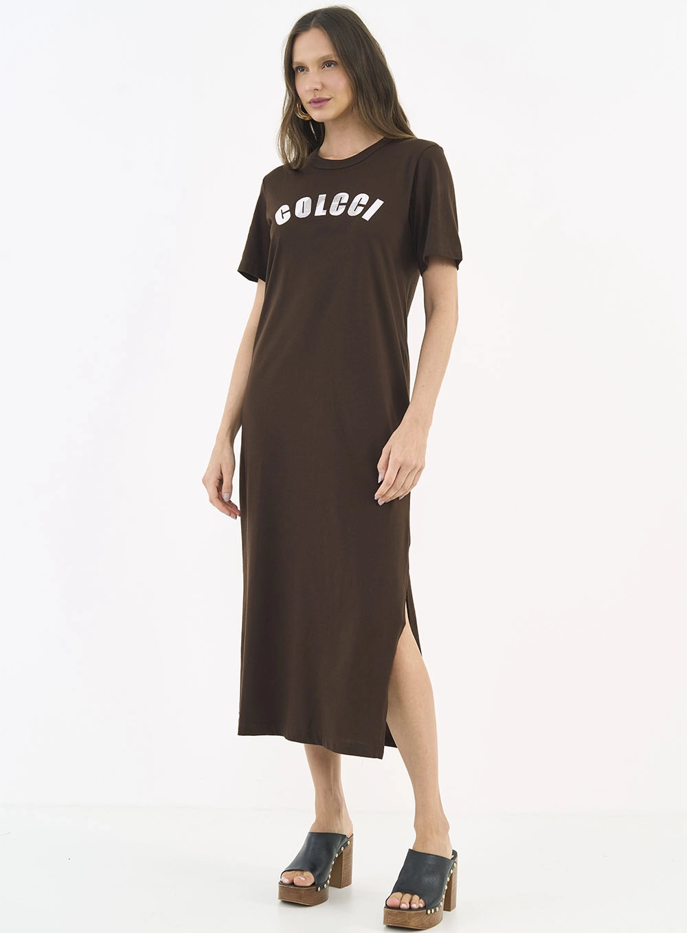 Vestido Midi T-shirt Dress Marrom