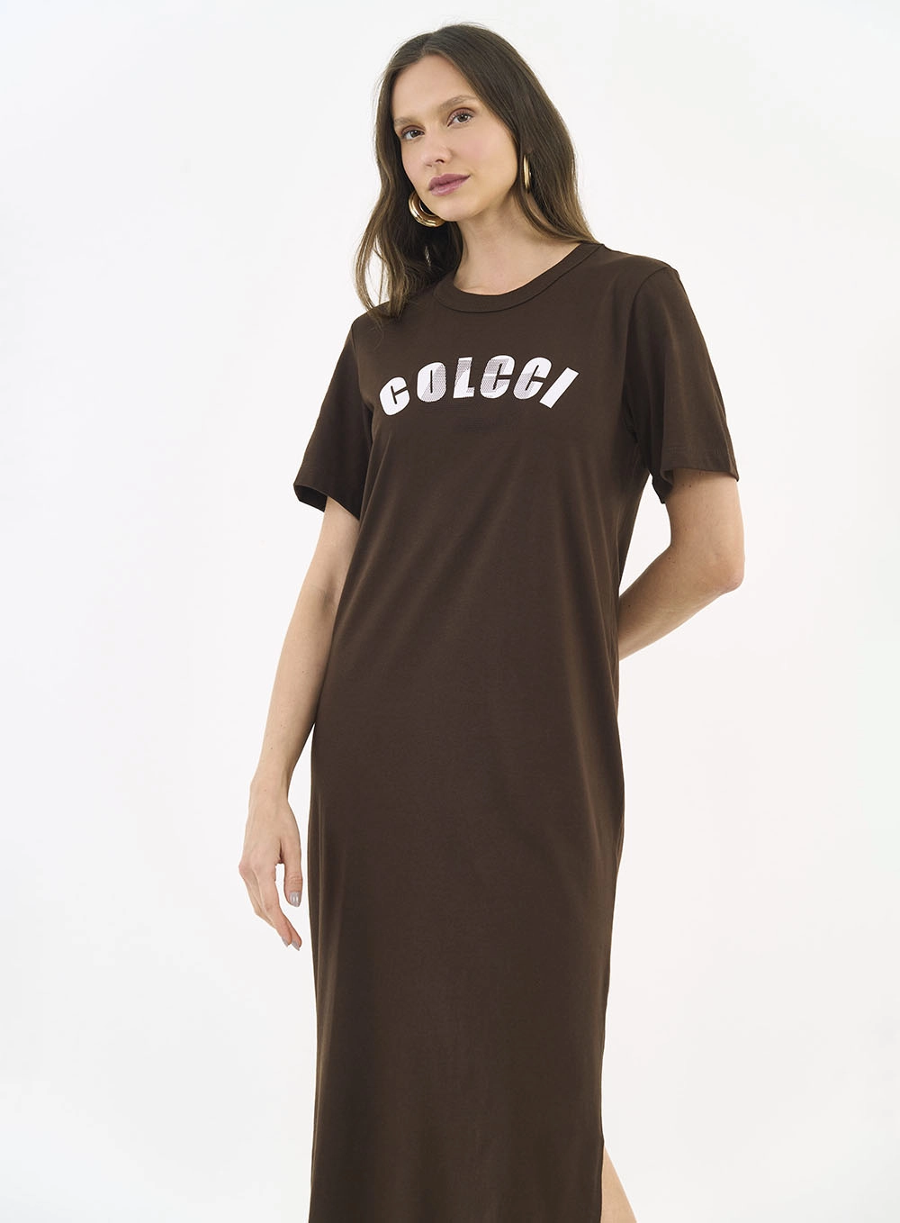 Vestido Midi T-shirt Dress Marrom