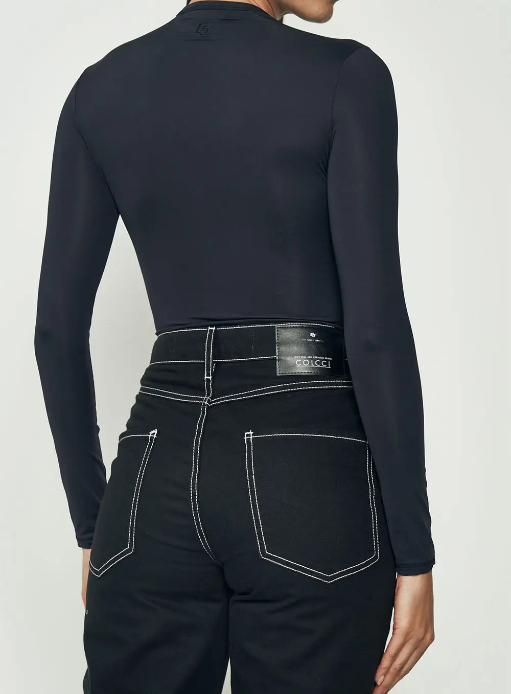 Blusa Slim Manga Longa Gola Alta Preto