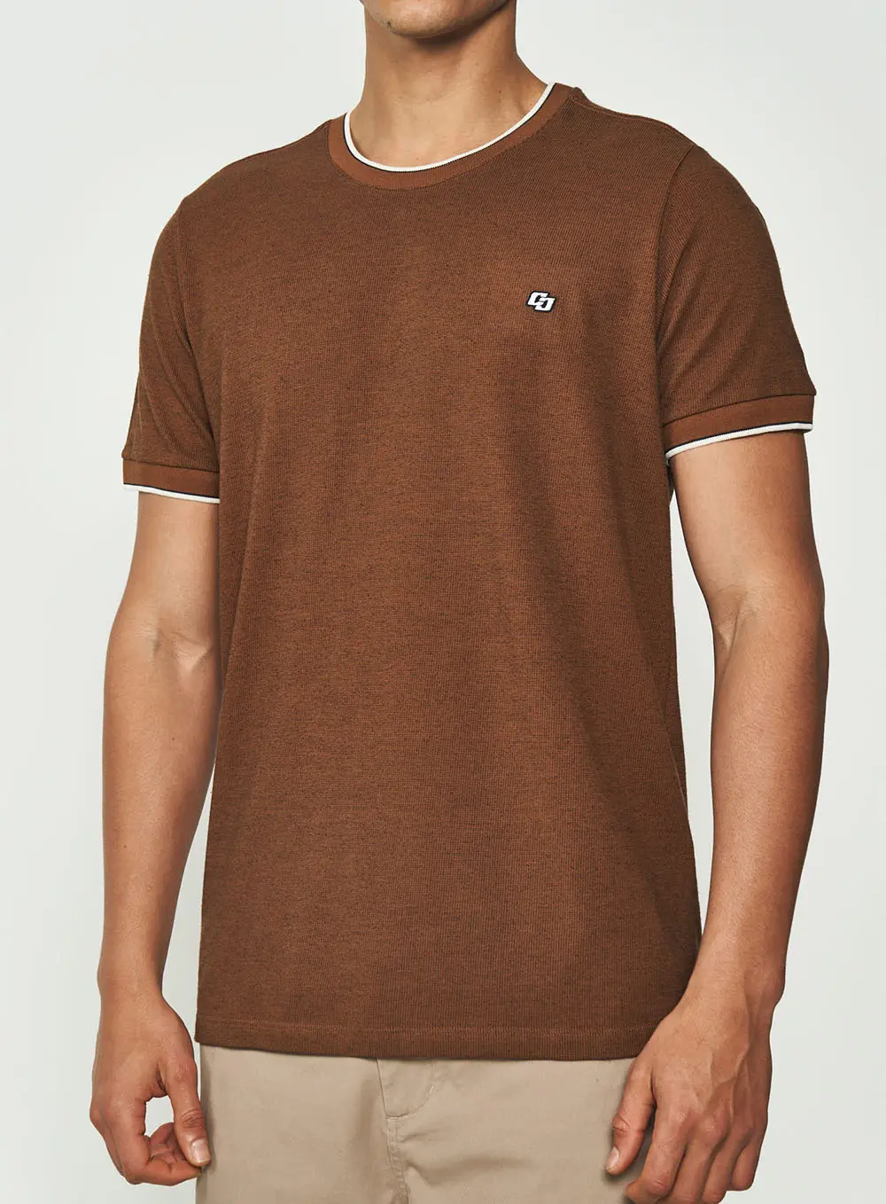 Camiseta Masculina Manga Curta Comfort Marrom Ju