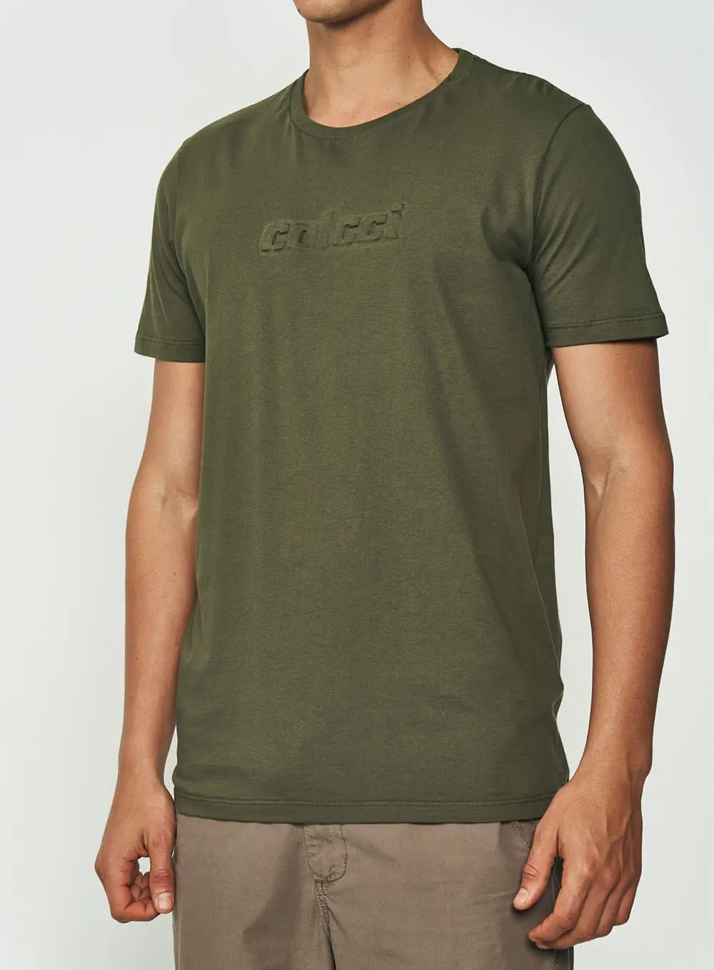 Camiseta Slim Logo Em Alto Relevo Verde Demetri