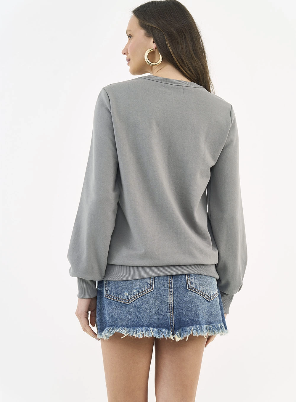 Blusão De Moletom Comfort Com Detalhe Em Logo Cinza