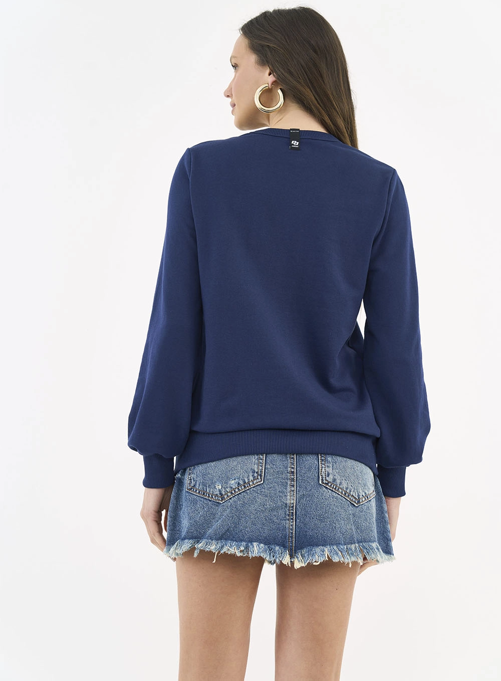 Blusão Feminino Logo Bordado Comfort Azul Darkness