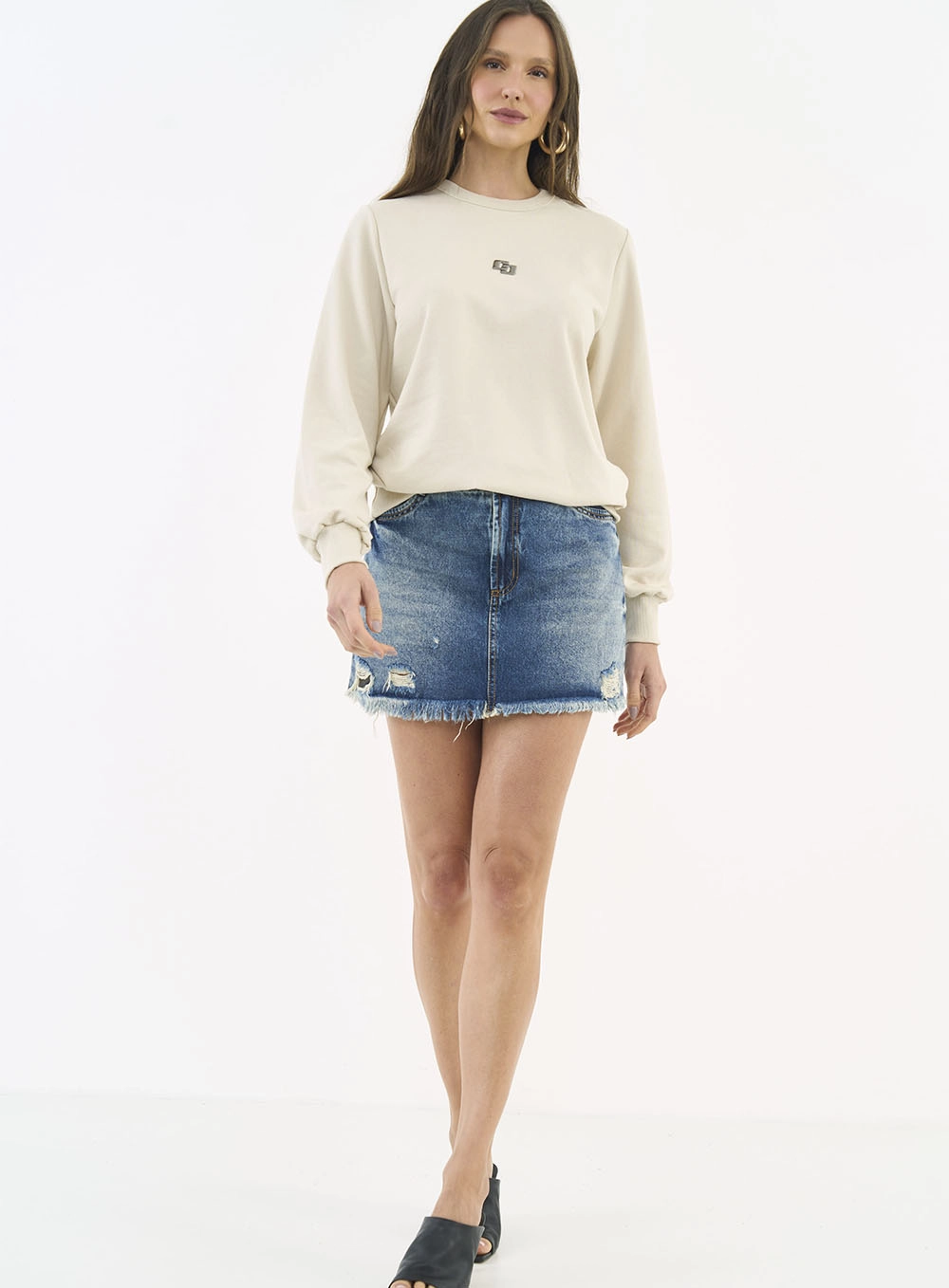 Blusão Feminino Logo Bordado Comfort Bege