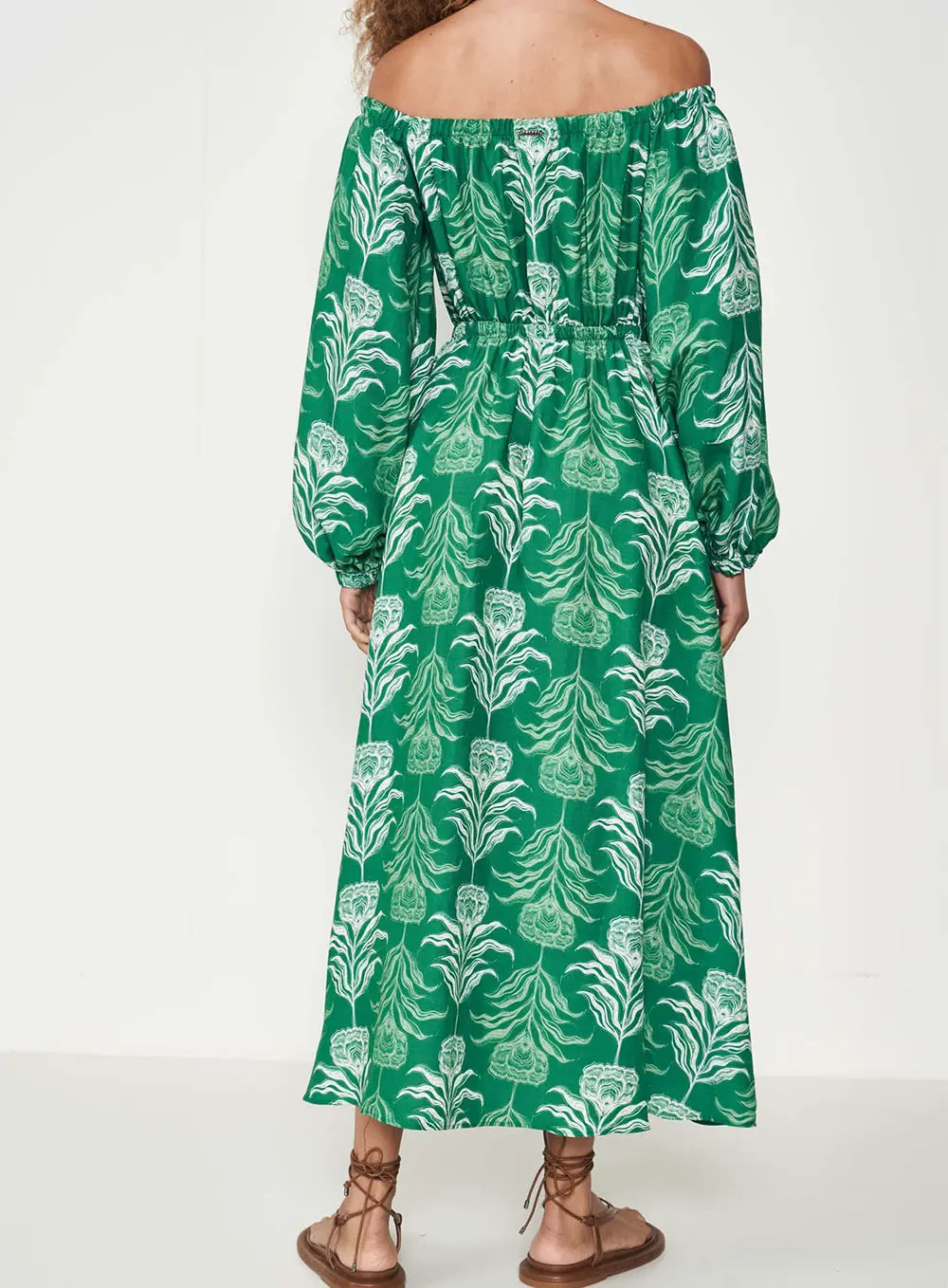 Vestido Longo Floral Off-shoulder Estampados