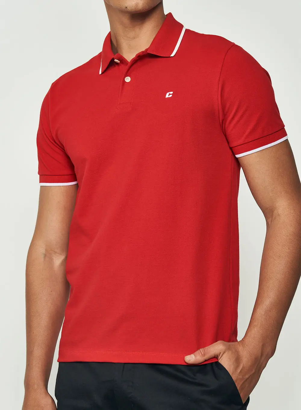Polo Masculina Manga Curta Vermelho